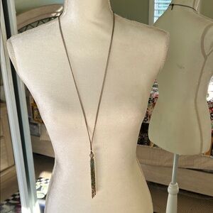 Elle Gold Necklace with Green Tassel